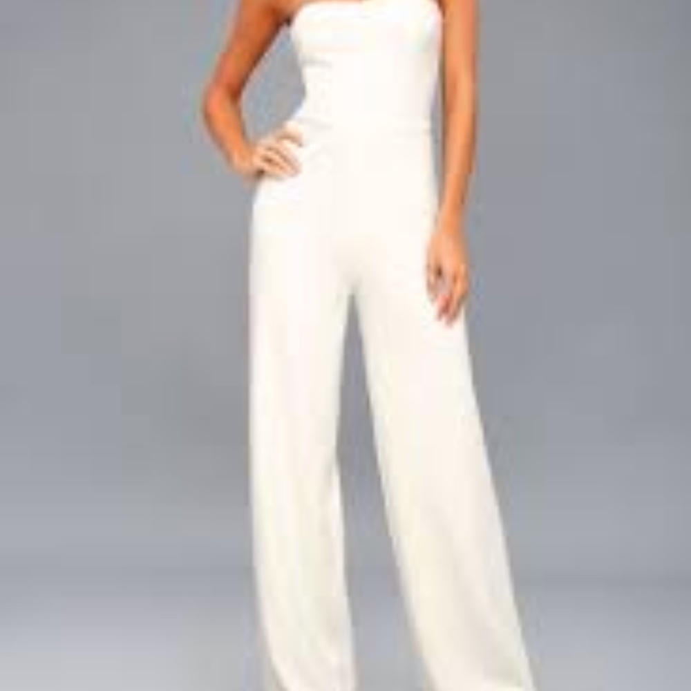 White Strapless Jumpsuit